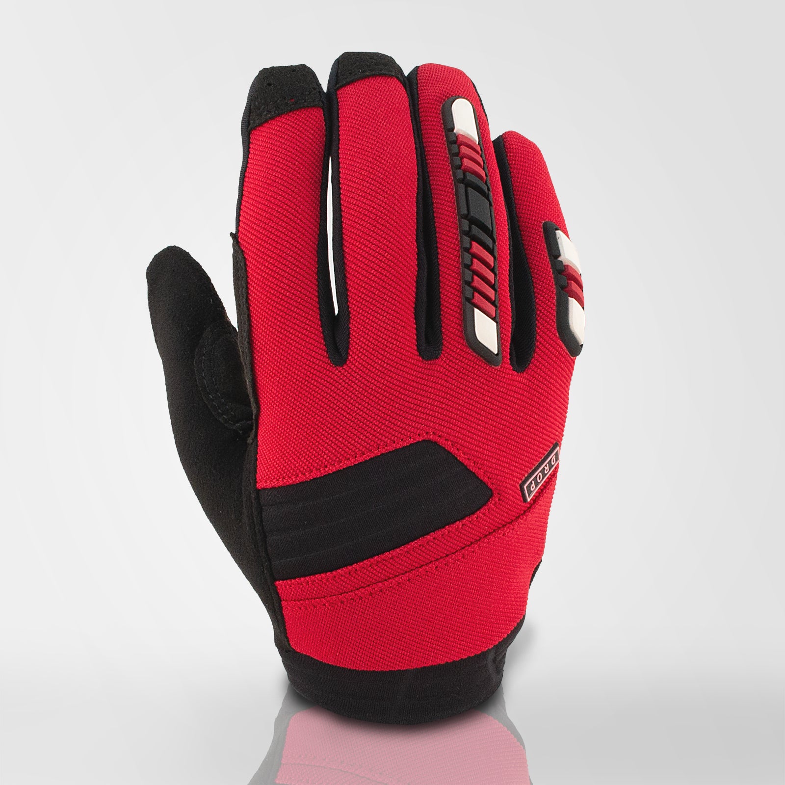 Hero MTB Gloves, Mountain Bike Gloves – DROPMFG Red/Black / Mens Hero MTB Gloves, Mountain Bike Gloves – DROPMFG Red/Black / Mens
