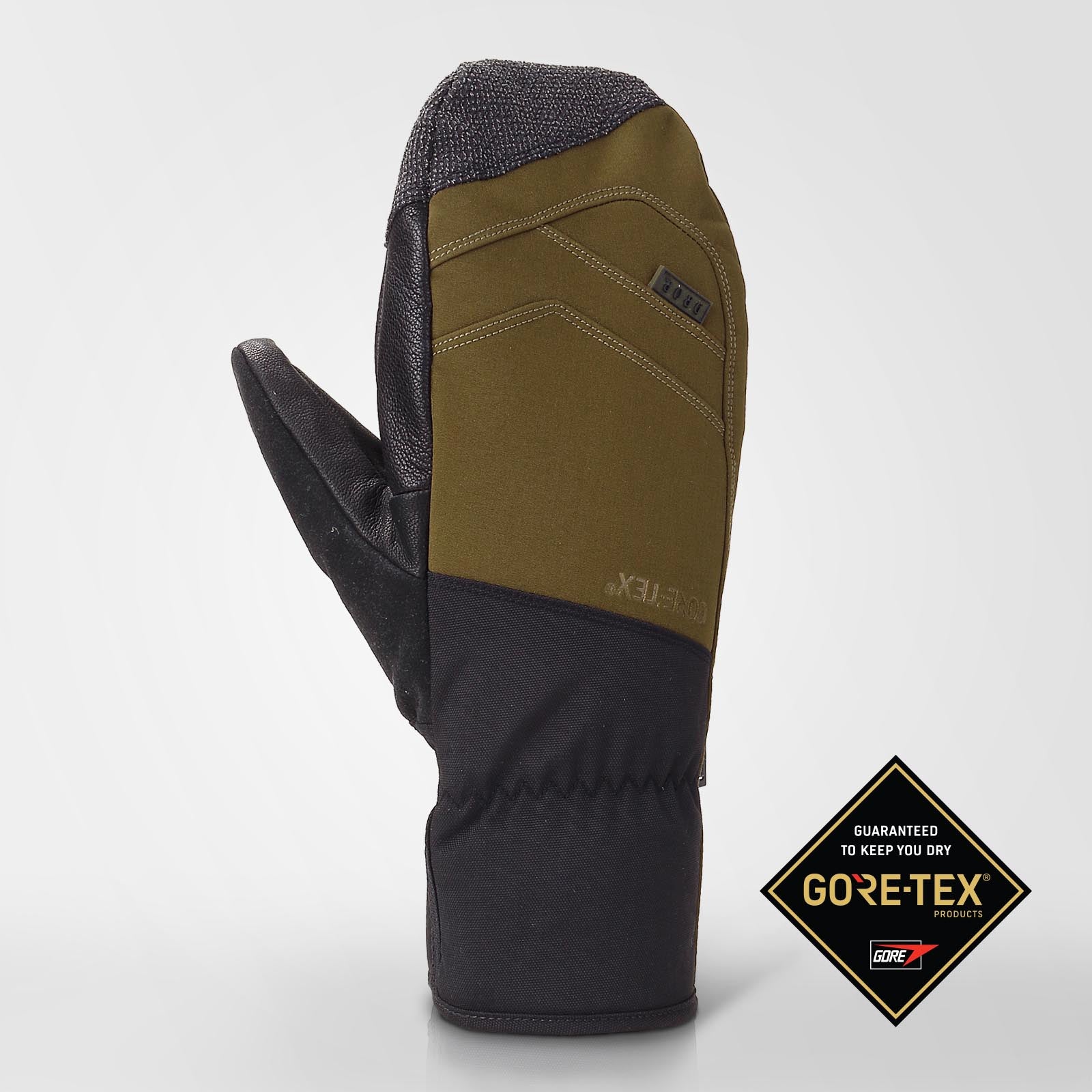 Roach Gore-Tex Snowboard Mitts. Winter Snow Gloves. - DROPMFG Olive/Black / Mens